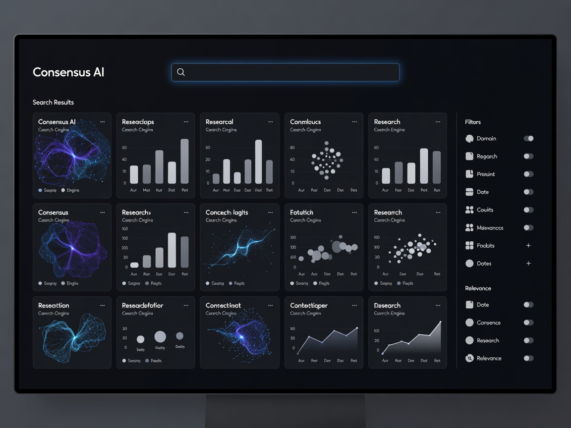 Consensus AI academic research search engine UI representation
