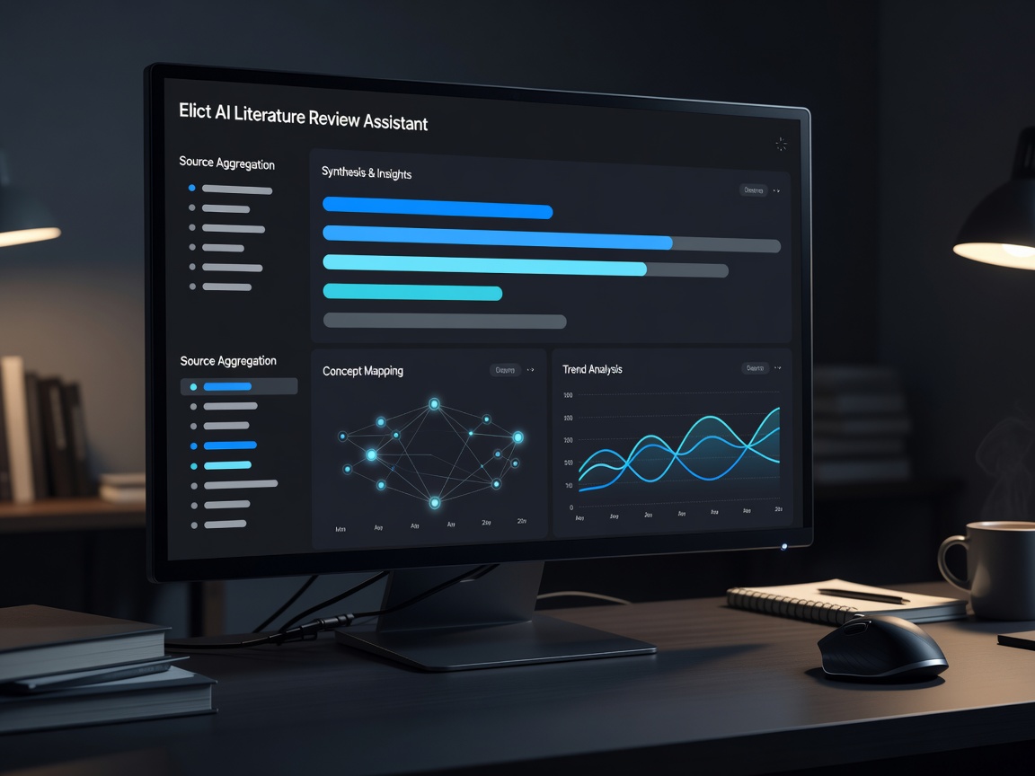 Elicit AI Literature Review Assistant dashboard